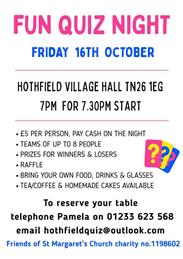Fun Quiz Night - Friday 16th October 2026